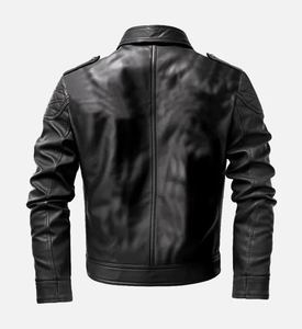 Stylish <b>Black</b> Winter Men's Leather Jacket <b>in</b> <b>All</b> Sizes with Custom Logo and Zipper Private Label - Product Image 2