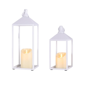 Portavelas de metal rojo antiguo y linterna colgante Linterna de hierro de primera calidad Linterna decorativa festiva de Navidad - Product Image 3