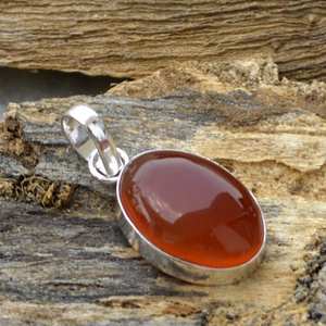 คาร์เนเลี่ยนทรงไข่คาร์เนเลียนสีแดงธรรมชาติ925แข็งจี้เงินแท้จี้ดีไซเนอร์ขายส่งเครื่องประดับสำหรับผู้หญิง - Product Image 4