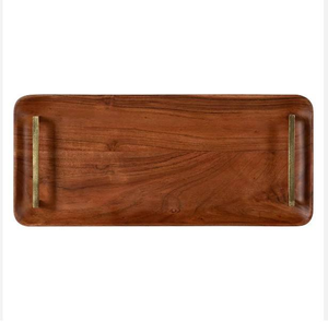 Plateaux finis en bois naturel de la meilleure qualité Plateau de service en bois de manguier Plateau à pied décoratif rectangulaire en bois par glowin fashion - Product Image 6