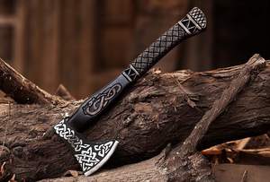 Wholesale Customized OEM ODM Cutlery Factory Handmade High Carbon Steel <b>Axe</b> <b>Wood</b> Handle Outdoor Camping <b>Axe</b> with Leather Sheath - Product Image 3