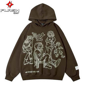 Sudadera con capucha de algodón con parche desgastado de peso pesado gráfico personalizado, ropa de calle Vintage lavada con ácido, talla 6XL, forro polar sin estampado de cuerdas - Product Image 1