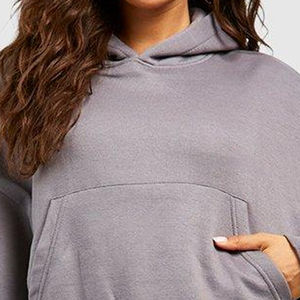 Custom High Quality <b>Women</b> Casual <b>Fleece</b> Oversized Crop <b>Top</b> Hoodie Pullover Sweatshirt Winter Wear 100% Cotton Eco-Friendly Front - Product Image 5