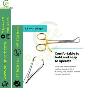 Pinzas de Reducción Ósea con Trinquete Largo y Puntas Curvas Anguladas de 5.5 Pulgadas, Instrumentos Médicos con Mango Dorado - Product Image 3