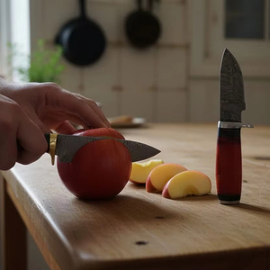 Juego de Cuchillos de Cocina de Acero al Carbono Hechos a Mano, de Hoja Fija, Cuatro Piezas, Ambidiestros, Ligeros, con Funda de Cuero y Mango de Madera, OEM - Product Image 3