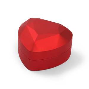 Jeulia Modern Red Heart-Shaped LED <b>Ring</b> Box-Leather Jewelry Gift <b>Storage</b> Box - Product Image 5