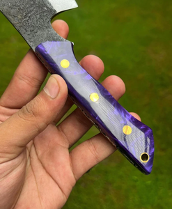 Couteau de boucher fait à la main en acier à haute teneur en carbone couperet personnalisé viande de boucher pleine soie Chuting avec étui en cuir hachoir - Product Image 5