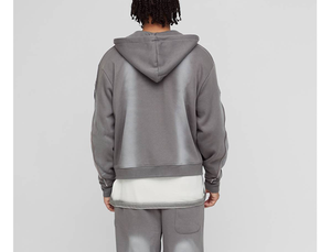 Vêtement de sport 2026, vêtement teint en fil, sweat-shirt ample pour homme, sweat-shirt personnalisé en molleton français lourd, fermeture éclair sur le devant, veste à capuche pour jogging - Product Image 2