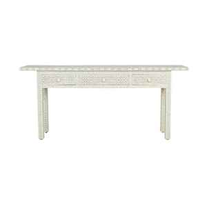 Table d'entrée incrustée d'os de qualité supérieure Console moderne au design floral bleu et blanc exquis pour intérieurs de maison et de luxe - Product Image 5