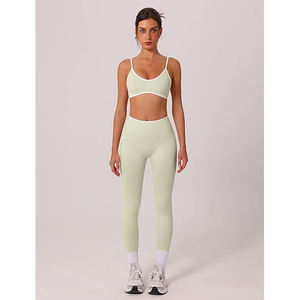 Ensemble de yoga, leggings taille haute sans couture et soutien-gorge assorti, extensible, respirant, vêtements de sport pour femmes, salle de sport - Product Image 4