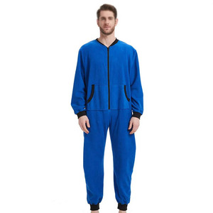 Solid Pajamas <b>for</b> <b>Men</b> Hooded <b>Onesies</b> with Zipper and Pockets Long Sleeve Nightwear Casual Homewear Sleepwear Jumpsuit - Product Image 4