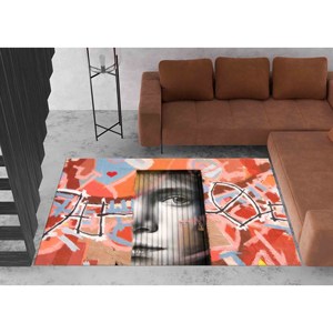 Alfombra Impresa - Alfombra con Diseño de Graffiti de Niña, Personalizada, Regalos Personalizados, Delgada, Fácil de Limpiar, Alfombra Delgada No Tejida - Product Image 2