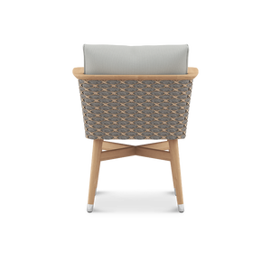 Sillones de comedor de madera maciza de teca Gardino de madera maciza con cojines de tela de terciopelo con acabado natural - Product Image 3