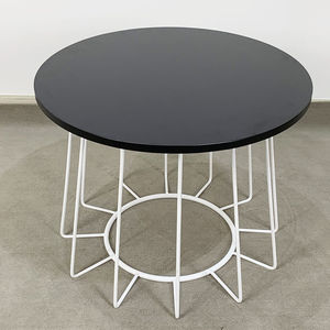 Minimalist Style Round <b>Coffee</b> <b>Table</b> 60x60x45cm Durable Oak Top and Iron Frame Sintered Stone TT68090 for Living Room Furniture - Product Image 2