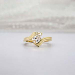 IGI Certified Pear Solitaire Engagement <b>Ring</b> with Wave <b>Diamond</b> Lab Grown <b>Diamond</b> <b>Rings</b> - Product Image 1