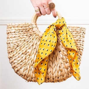 Sac à main en jacinthe d'eau écologique tissé à la main pour femmes pochette étanche ouverte bandoulière nœud en soie OEM Logo personnalisé Vietnam - Product Image 2