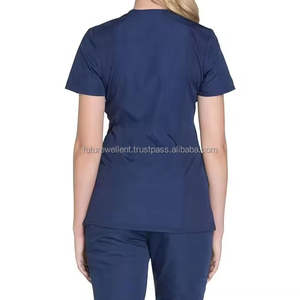 ชุดเครื่องแบบสครับสำหรับทุกเพศชุดเสื้อและกางเกงสีทึบออกแบบได้ตามต้องการ - Product Image 2
