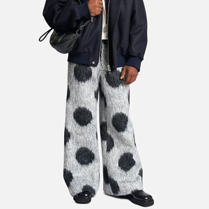 Prince OEM alta calidad Streetwear Mohair Flare pantalones Unisex cordón largo personalizado hombres Pantalones rectos rayas Mohair Pantalones - Product Image 4