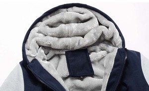 Veste polaire zippée doublée Sherpa pour homme, sweat à capuche thermique d'hiver avec anti-rétrécissement et grande taille, avec des sweats à capuche solides - Product Image 4