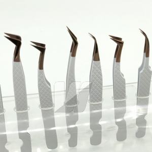 Pince à cils classique en acier inoxydable de qualité en gros avec pointe en fibre blanche emballage personnalisé outils de beauté avec logo - Product Image 5