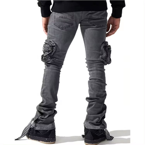 กางเกงยีนส์ขายาวสำหรับผู้ชายกางเกงคาร์โก้ลำลองหลายกระเป๋าแฟชั่นไฮสตรีท - Product Image 6