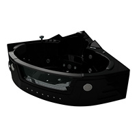 Baignoire Spa Intérieure Whirlpool VILLA CARLOTTA Coin LED 1530 X 1530 mm Noir Acrylique Luxueux 1 Personne Portable Massage à l'Air