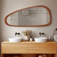Miroir mural moderne asymétrique en métal doré, style Art Déco, éclairé, écologique, fait main, durable, pour salon ou mariage