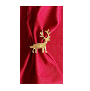 Rond de serviette en métal doré élégant en forme de renne décor de table à manger pour la maison décoration de table de dîner de fête de mariage fabriquée en Inde - Product Image 1