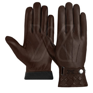 Guantes de seguridad para conducir con pantalla táctil de invierno de cuero con logotipo personalizado antideslizante de alta calidad para trabajo al aire libre - Product Image 1