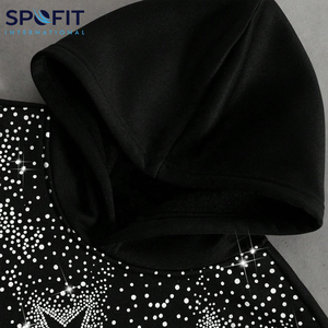 Sweat à capuche en coton 100% de haute qualité avec strass, lavage à l'eau de roche, personnalisé, 2026, logo imprimé, strass, coupe ample, sweat à capuche pour homme - Product Image 5