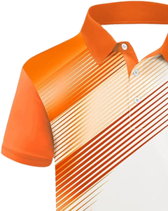 Camiseta Polo Personalizada de Manga Corta para Hombre, Diseño de Rayas Diagonales Blancas y Naranjas, Tejido Transpirable, Ropa Casual de Golf, OEM Personalizado - Product Image 3