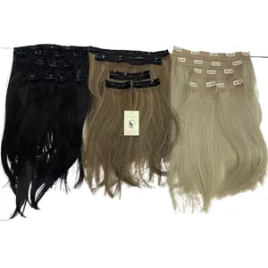 Customized Hot Sale 5 Pieces Per Set Clip In Human Hair Raw Virgin European Russian Natural Black Blonde Clip Ins Hair Extension