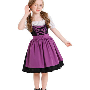 Venta al por mayor de diseño personalizado sólido 100% algodón Oktoberfest cerveza mucama vestido de longitud media bávaro disfraz de Halloween para niños alemán - Product Image 5