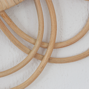 Wholesale Double Layer <b>Flower</b> Rattan <b>Mirror</b> Natural Beige Handmade Wall Art Decor Boho Vintage Style For Home Decoration Supply - Product Image 4