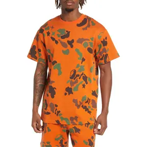 T-shirt mode pour hommes mélange de camouflage de style unique Quantité en vrac Nouveau design T-shirt à manches courtes personnalisé T-shirt pour hommes en coton lourd