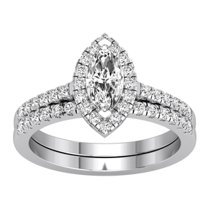 Anillo de Bodas de Oro Blanco y Amarillo de 9K para Mujer, 1 Quilate, Claridad VS, Color EF, Diamante Cultivado en Laboratorio, Certificado IGI, Lujoso y Personalizable - Product Image 1