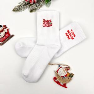 ถุงเท้าปักลายคริสมาสต์พื้นรองเท้ากันกระแทกนุ่มสบายสำหรับฤดูหนาวอบอุ่นหิมะต้นไม้คริสต์มาสออกแบบได้ตามต้องการมีหลายสี - Product Image 5