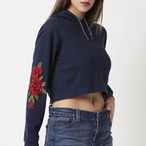 Sudadera con Capucha Corta para Mujer, Nueva Tendencia 2025, Forro de Algodón 100% Transpirable, Cierre de Cremallera, Logotipo Frontal, Personalizable - Product Image 2