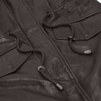 Veste parka en cuir d'agneau véritable pour femme, style safari, avec capuche 3/4, boutonnée, respirante, tissée, noire, douce