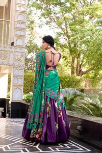 La plupart des tendances Tussar Silk avec impression et travail en feuille Lehenga Choli Fabricant et fournisseur de Surat à bas prix - Product Image 4