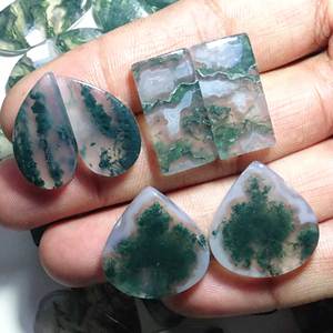 Venta al por mayor cabujón de ágata de musgo natural en todas las formas piedras preciosas sueltas para la fabricación de joyas para COLLAR COLGANTE y par de joyas - Product Image 3