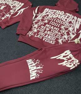 Survêtement imprimé personnalisé pour homme en molleton bouclette 100 % coton, style coréen, avec capuche et cordon de serrage, idéal pour l'hiver - Product Image 5