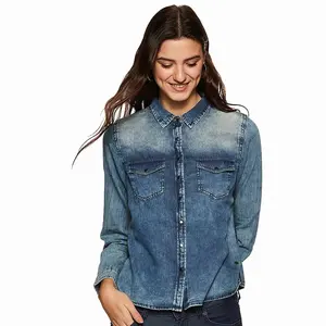 2023 OEM personnalisé chemises décontractées pour les femmes Design classique Jeans tricotés pour le bureau dame été saison ODM approvisionnement - Product Image 3