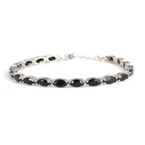 Bracelet tennis en argent sterling 925 avec pierre d'onyx amande et motif aquatique, accessoire de mode - Product Image 2
