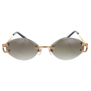 Luxury <b>rimless</b> oval <b>sunglasses</b> with gray gradient lenses and gold metal temples <b>for</b> <b>men</b> and women - Product Image 1