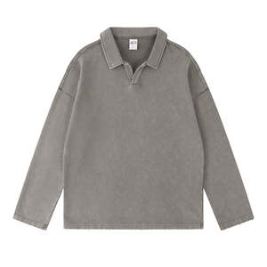 2026 New Style <b>Turtleneck</b> Neck Custom Long Sleeve Vintage Acid Washed 240 Gsm 100% Cotton Heavy Weight Men T Shirts - Product Image 1