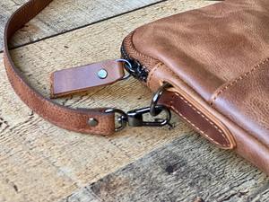 Custom Genuine Leather Soft Luxury Unisex Shoulder & Messenger Bag <b>Laptop</b> Sleeve & Portfolio <b>Case</b> Zipper Closure Lightweight - Product Image 6