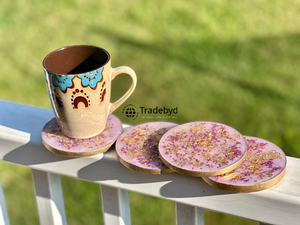 Handmade Luxury Square Resin Coaster Set Premium Quality Customizable Colors for Home Table Decor Cafe <b>Bar</b> Tradebyd - Product Image 5