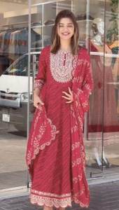 Hermoso Vestido-Parte Inferior Con Dupatta Con Impreso Digital Con Bordado Lentejuelas Trabajo - Product Image 3