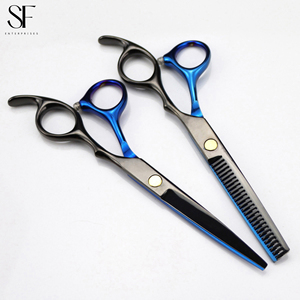 OEM Lightweight Black and Blue 6.0 Inch Hairdressing Scissors <b>Barber</b> Hair Cutting Kit - Product Image 2